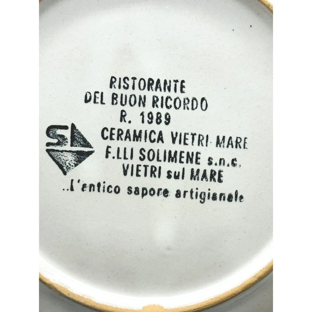 Buon Ricordo Plate Solimene Vietri Ristorante Red Oxen Alessandria Coniglio 1989